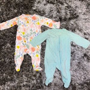 Carters Baby Girl 2-Way Zip Sleep and Play Footie Pajamas Floral/Blue 3 Months